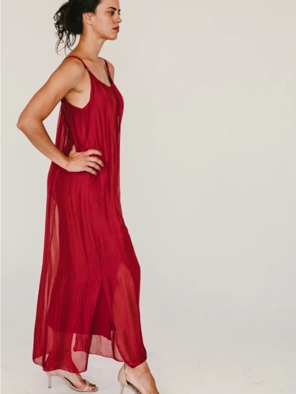 Red Sheer Slip Maxi Dress